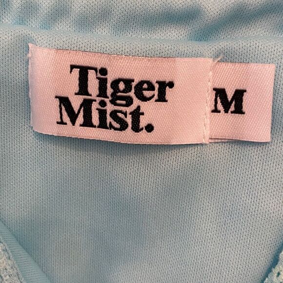Tiger Mist Sz M Turquoise Bustier Boning Skinny Straps Cotton Ruffle Trim Top - Picture 5 of 7